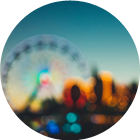 very blurry view of the Wheel of Manchester ferris wheel